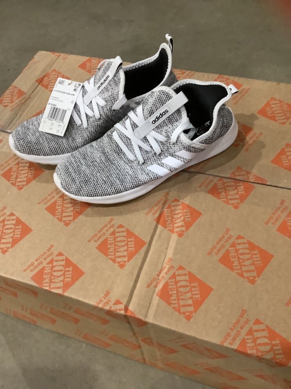 Adidas Shoes Womens 7.5 Cloudfoam Pure Running Sneakers Gray Lace Up ART DB0695